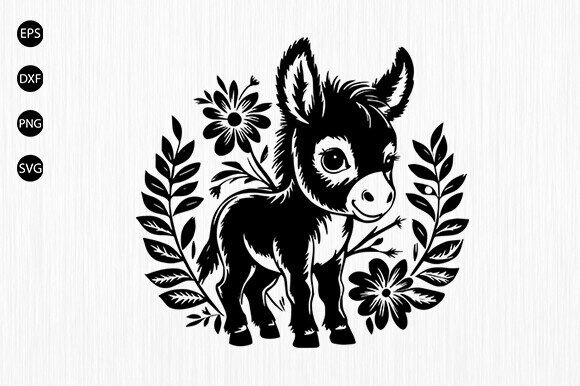 Donkey with Flower SVG, Floral Donkey Svg