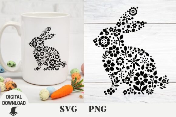 Easter Svg, Bunny Svg, Floral Bunny, Spr
