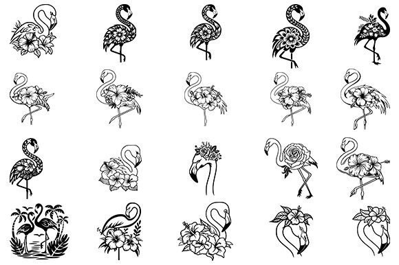 Flamingo Svg, Floral Flamingo Bundle