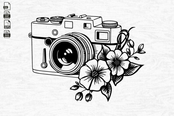 Floral Camera SVG, Camera with Flowers