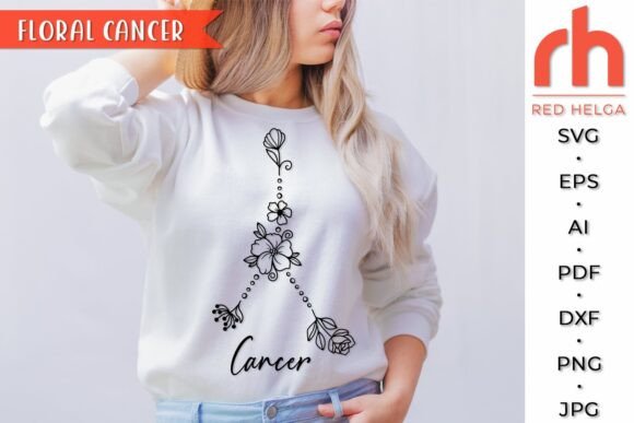 Floral Cancer SVG, Flower Zodiac Design
