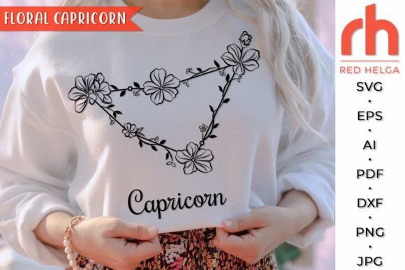Floral Capricorn SVG, Flower Zodiac DXF