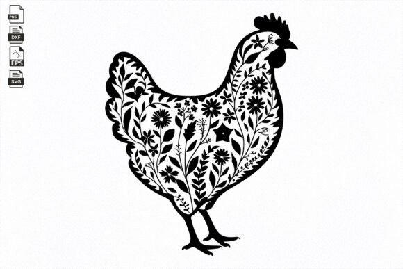 Floral Chicken SVG, Farmhouse, Flowers