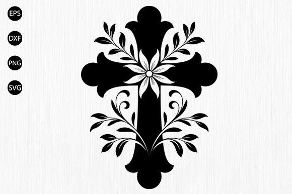Floral Cross SVG, Christian Cross Svg