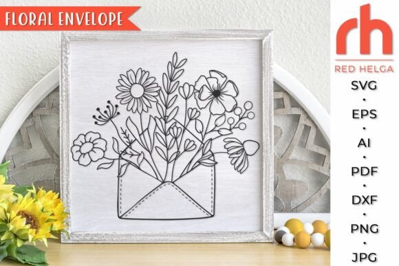 Floral Envelope SVG, Flower Letter DXF