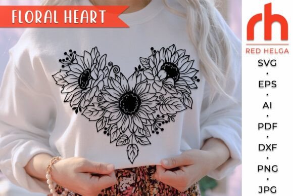 Floral Heart SVG, Mother’s Day DXF