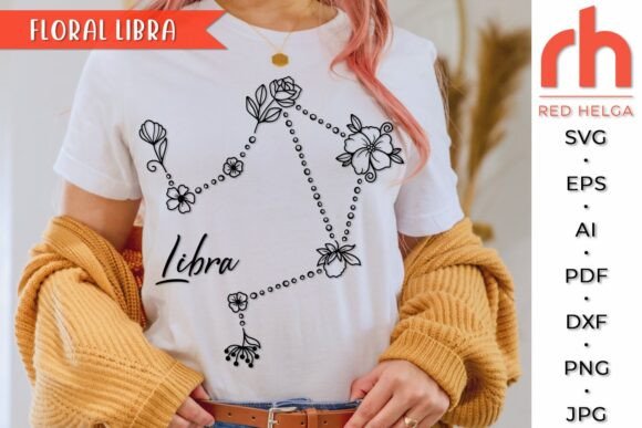 Floral Libra SVG, Flower Zodiac Cut File