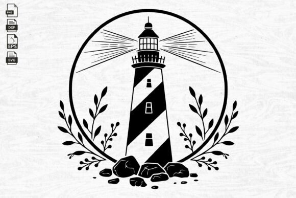 Floral Lighthouse Svg, Island Lighthouse