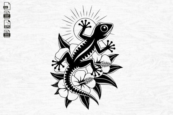 Floral Lizard Svg, Lizard with Flower