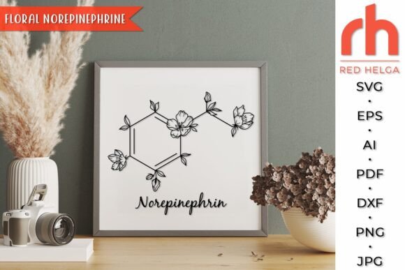 Floral Norepinephrine SVG, Molecule DXF