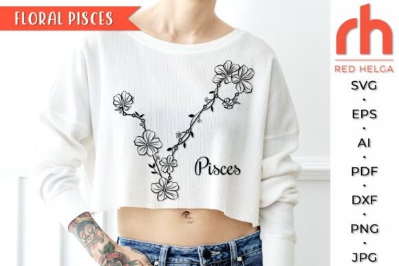 Floral Pisces SVG, Flower Zodiac Design