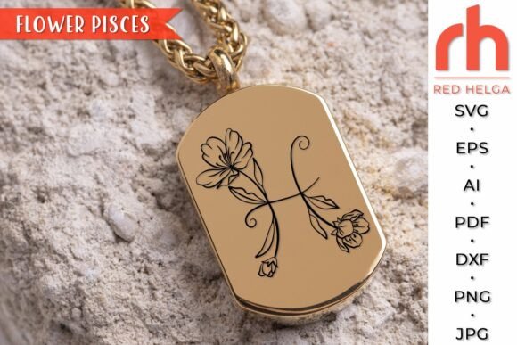 Floral Pisces SVG, Flower Zodiac DXF