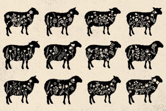 Floral Sheep SVG, DXF PNG