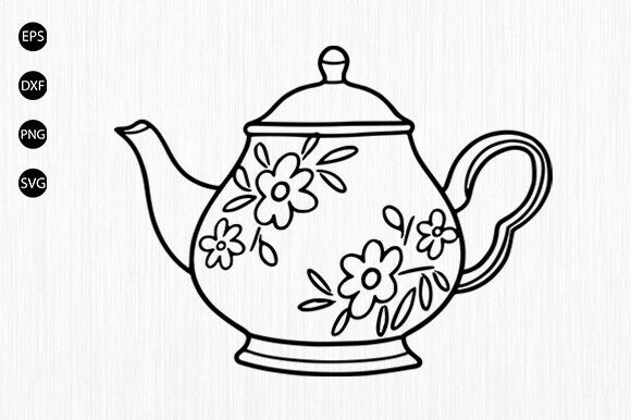 Floral Teapot Svg, Tea Pot Flowers Svg