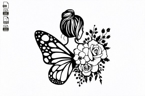 Floral Woman Svg, Woman with Flower Svg