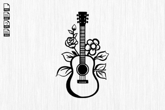 Guitar Svg, Floral with Guitar Svg File