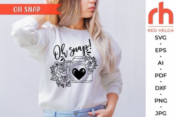 Oh Snap SVG, Floral Camera Cut File