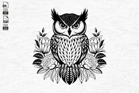 Owl with Flower Svg, Floral Owl SVG