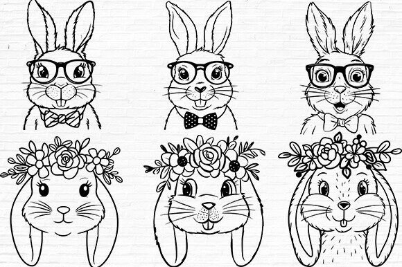 Rabbit SVG Cut File Floral Bunny SVG Fi