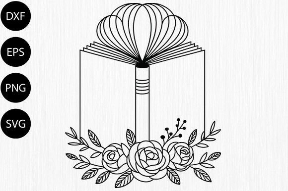 Reading Woman Svg Floral Book