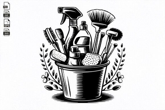 Split Cleaning Tool, Floral Cleaning Svg