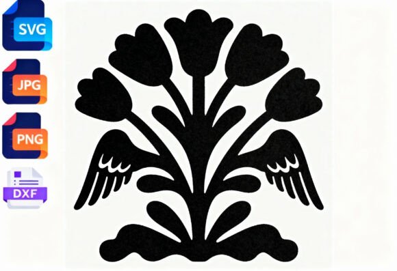 Winged Tulip Floral Design SVG